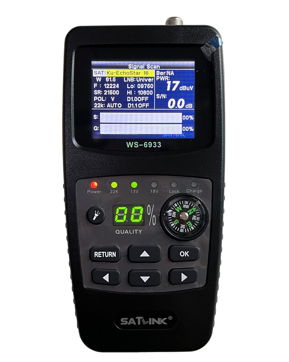 SHYSKY WS-6933 DVB-S/S2 Digital Satellite Meter Support QPSK,8PSK,16APSK,32APSK 2.4inch LCD with Satallite Finder LED Flashlight, Compass