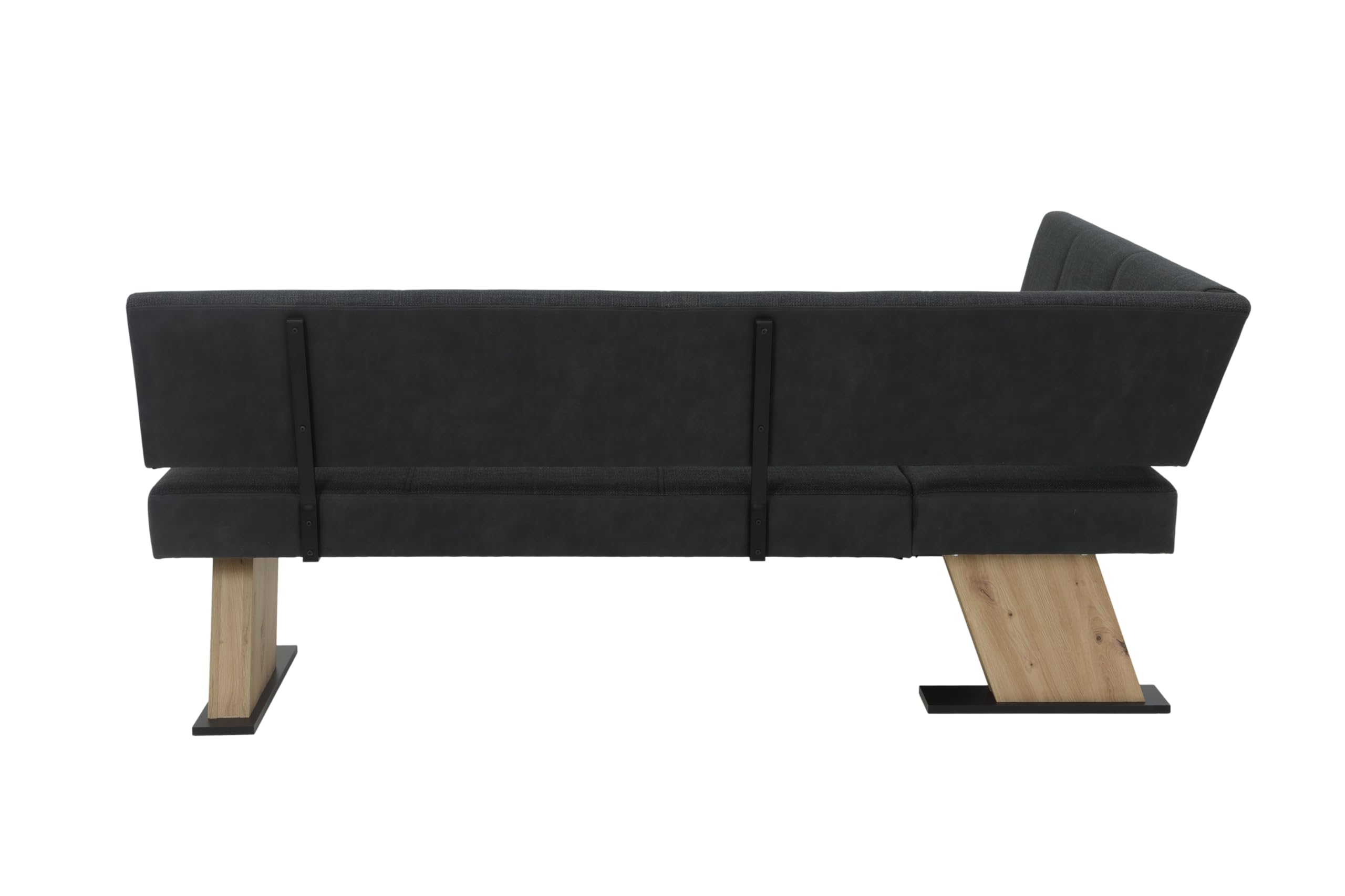 Hela Tische, Eckbank Sitzbank Lyon, Langer Schenkel rechts, Bezug Materialmix, Komfortsitz Federkorb, Wangenfüße Artisan Eiche, 340kg belastbar