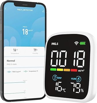 Natural Gas Detector  Portable LCD Air Quality Meter 3 In 1/8 In1 WiFi PM1.0 PM2.5 CO2 TVOC HCHO Temperature And Humidity Tester With Voice AlarmPM2.5 With WIFI