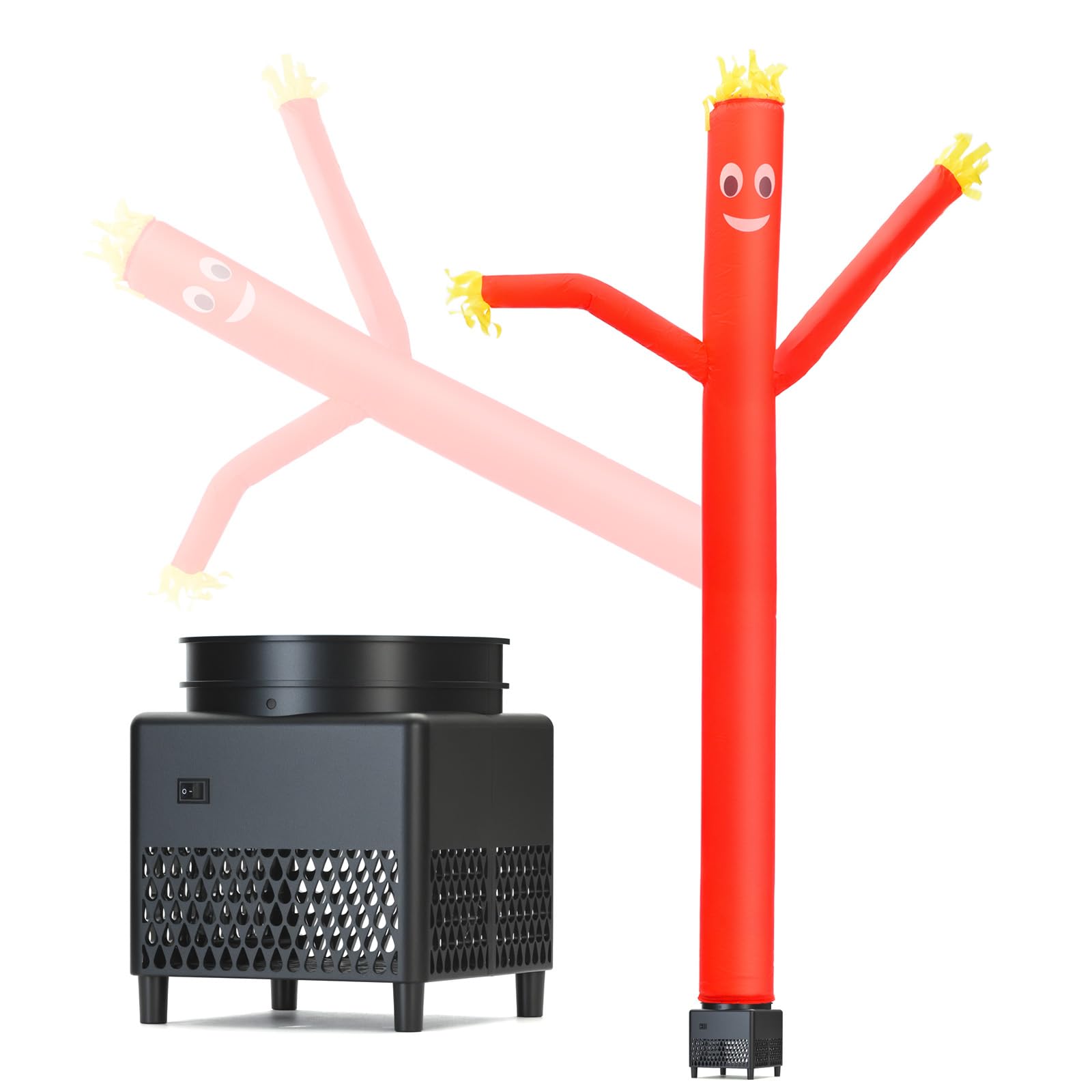 1,8 m Roter Himmel Luftpuppe Tänzer Aufblasbarer Winkschlauch Mann mit Lichtern & eingebautem Gebläse - Wacky Waving Dancing Tube Guy for Business Promotion Stand Out Christmas Advertising