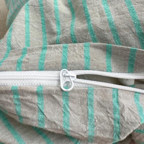 Image of Striped Duvet Cover Set Washed Cotton,King(104 inchx90 inch),Pinstripes Green