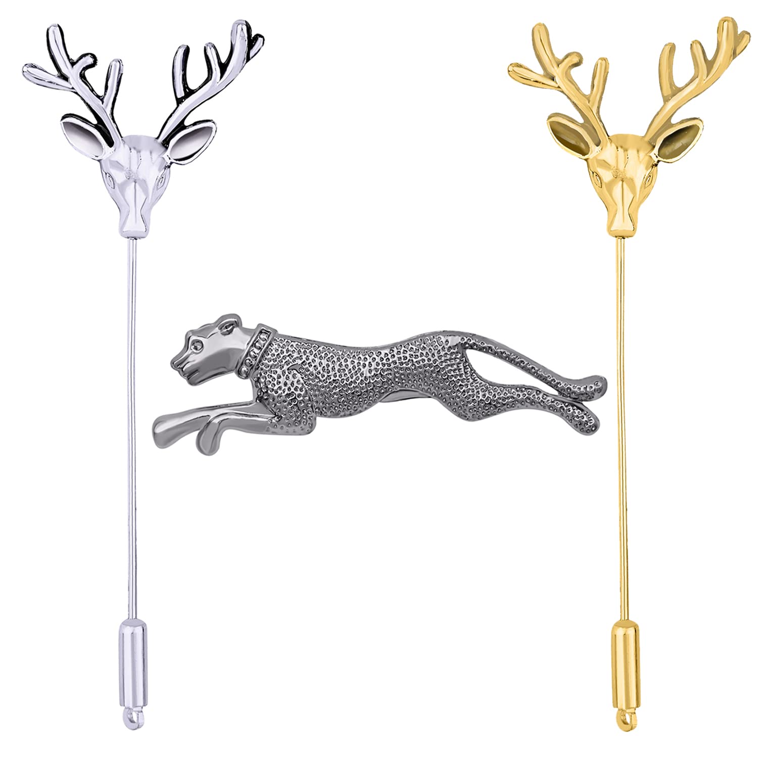 Mahi Combo of Jaguar and Deer Face Shaped Wedding Brooch/Lapel Pin for Men (CO1105470M) (B0BKT1Q4N4) Amazon Price History, Amazon Price Tracker