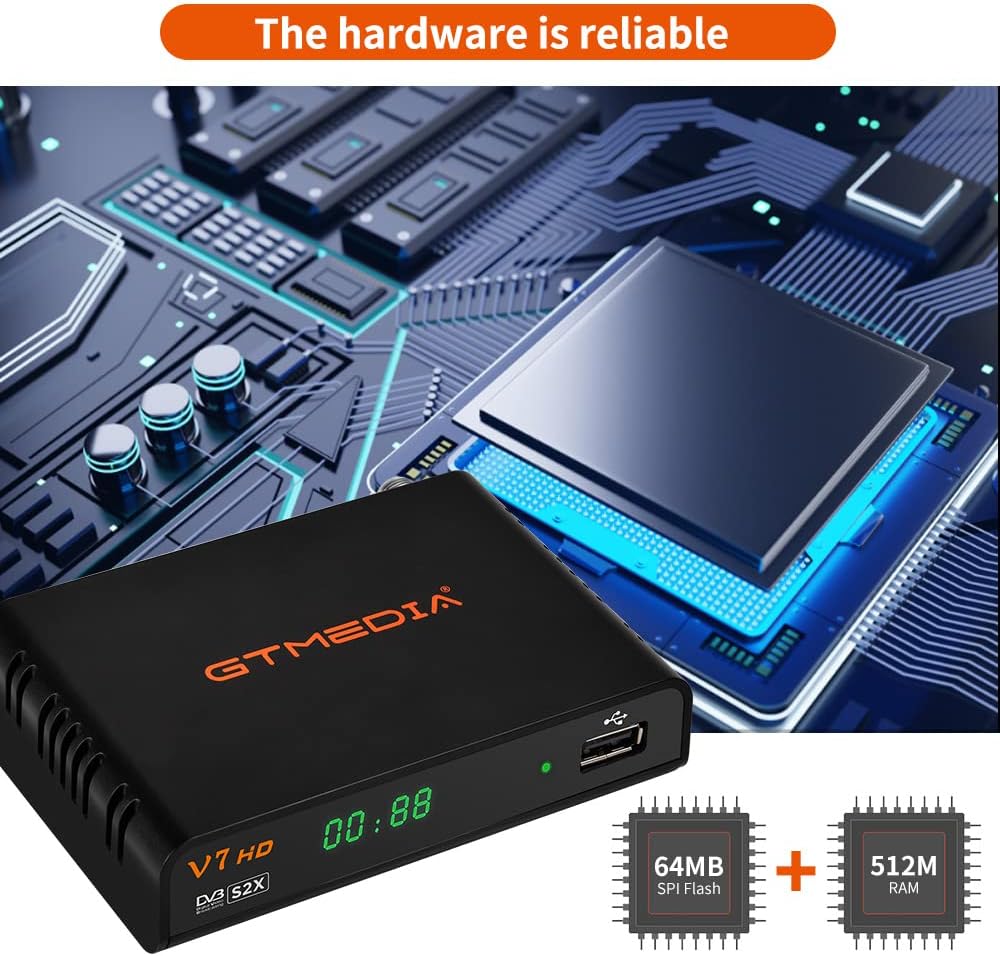 GT MEDIA V7 HD Digital Satellite Receiver, Full HD 1080P DVB-S/S2/S2X FTA H.264 Digital Satellite Receiver with WiFi Antenna, TV Sat Decoder unlocks encrypted Channels Without Inserting CA Card. : Electronics