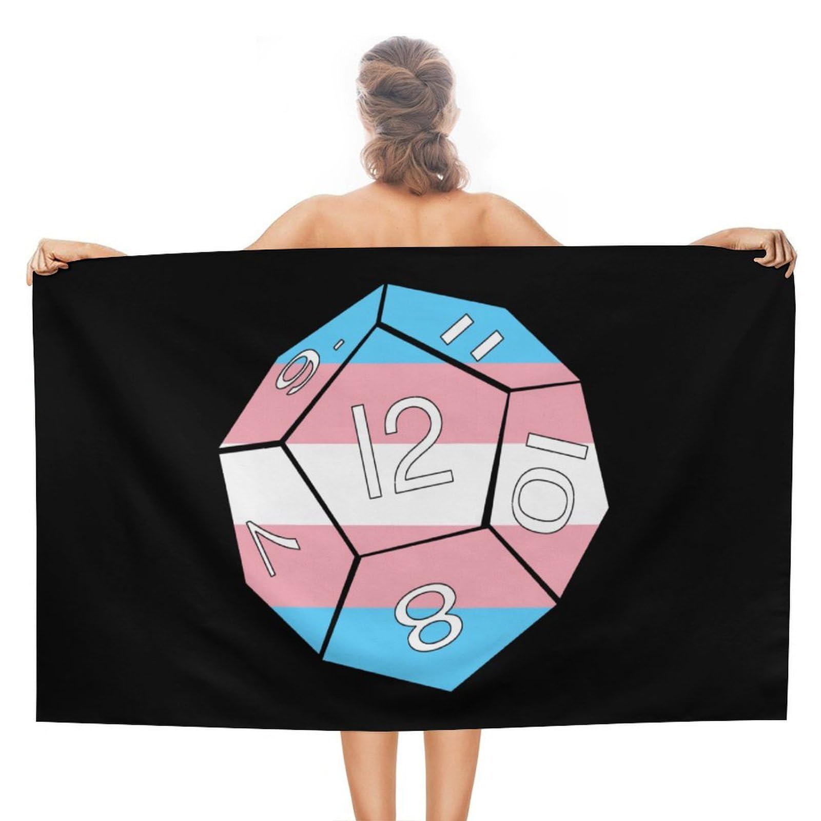 Nclqvjxzkhw Women's Style Transgender Flag Dice Dragons Dungeons Beach Towel For Adults Lightweight Bath Towels Swim Travel Gym Sports 130×80Cm