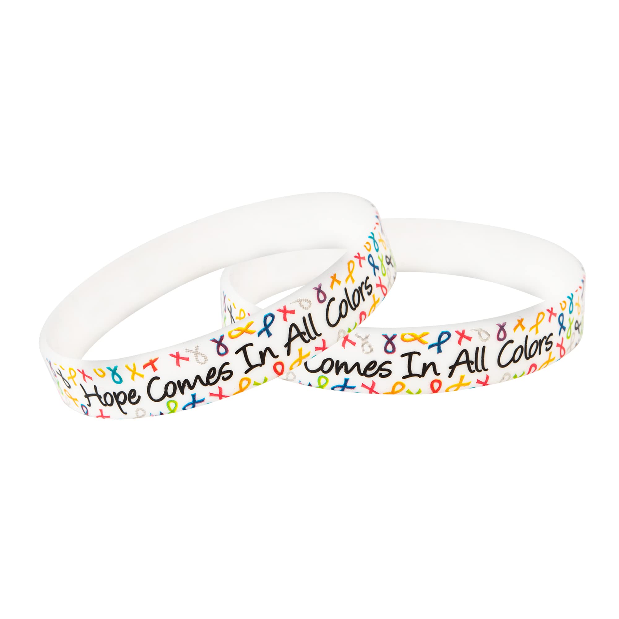 Fundraising For A Cause 50 Multi Colored Ribbon Silicone Bracelets (Wholesale Pack - 50 Bracelets) by