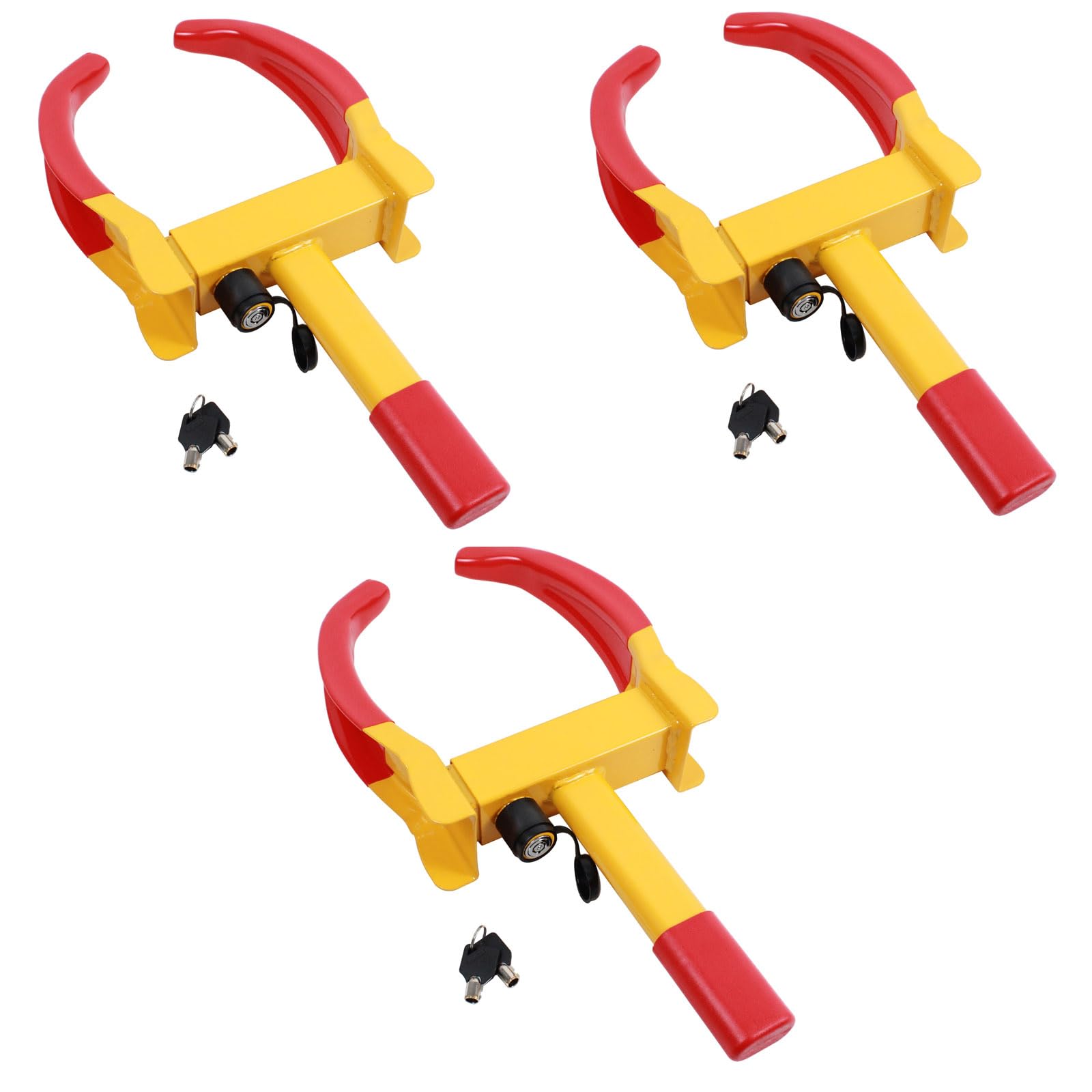 3er Set Universal Radkralle Reifenkralle Parkkralle mit Sicherheitsschloss 17-27,5 cm Diebstahlsicherung Wegfahrsperre für PKW mit 2 Schlüsseln Wohnwagen Anhänger