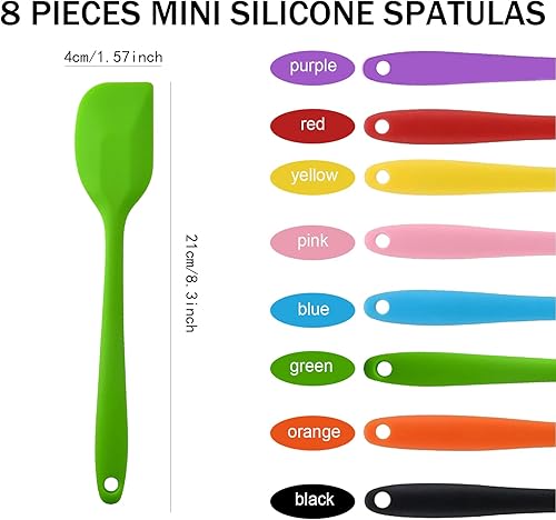 Miniatura 2 de 8 espátulas pequeñas de silicona, mini espátula de mezcla resistente al calor, cuchara flexible, herramienta raspadora de cocina para cocinar y