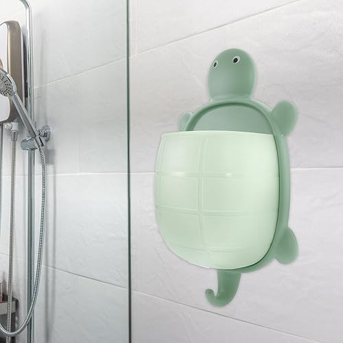 Miniatura 9 de Soporte para cepillo de dientes de tortuga de dibujos animados, soporte de pared multifuncional para organizar artículos de tocador, diseño sin