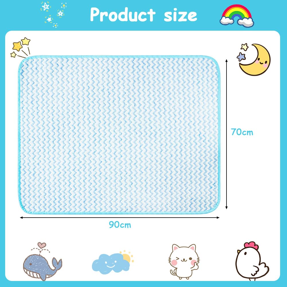 Aolso Coprimaterasso per bambini, 70 x 90 cm, per bagnare il letto, assorbire l'acqua, per bambini, per addestramento al WC (blu)