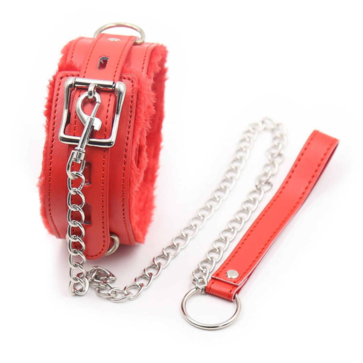 Women's Leather Collar Adjustable Size Choker, A variety of colours suitable for a variety of Senarios Applicable, Red, Large