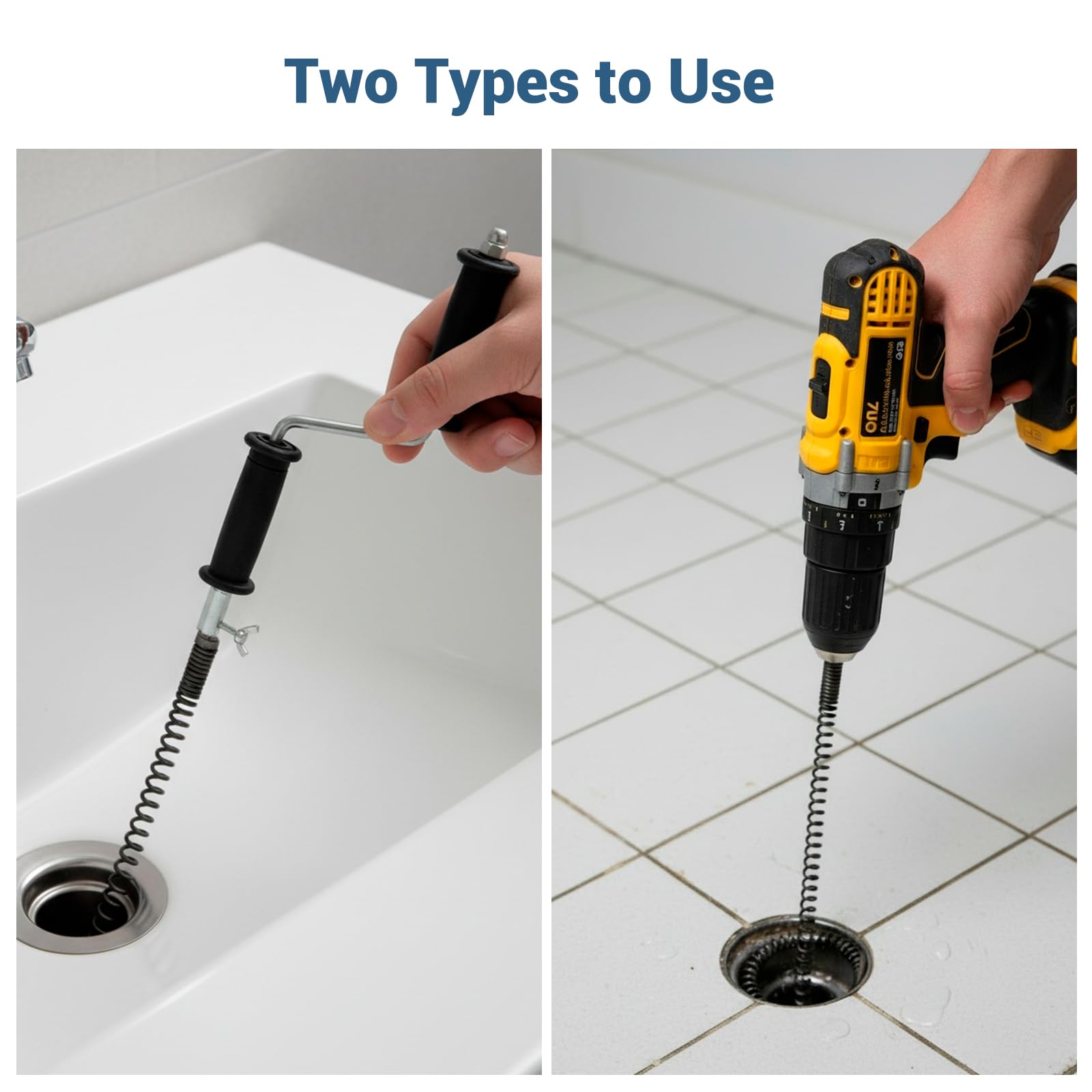 Cavo per la pulizia dello scarico, 15,7 m x 1,5 cm, professionale, con 6 taglierine per tubi da 2 cm a 9,9 cm, per WC, fogna, doccia, cucina, bagno, vasca da bagno intasati