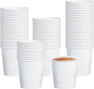 100 Packs Disposable Coffee Cups Paper Cups 8oz (280ml), White Paper Hot Coffee Cups Cold Cups Idea for Hot Chocolate Juice Tea Home Party Work Gym