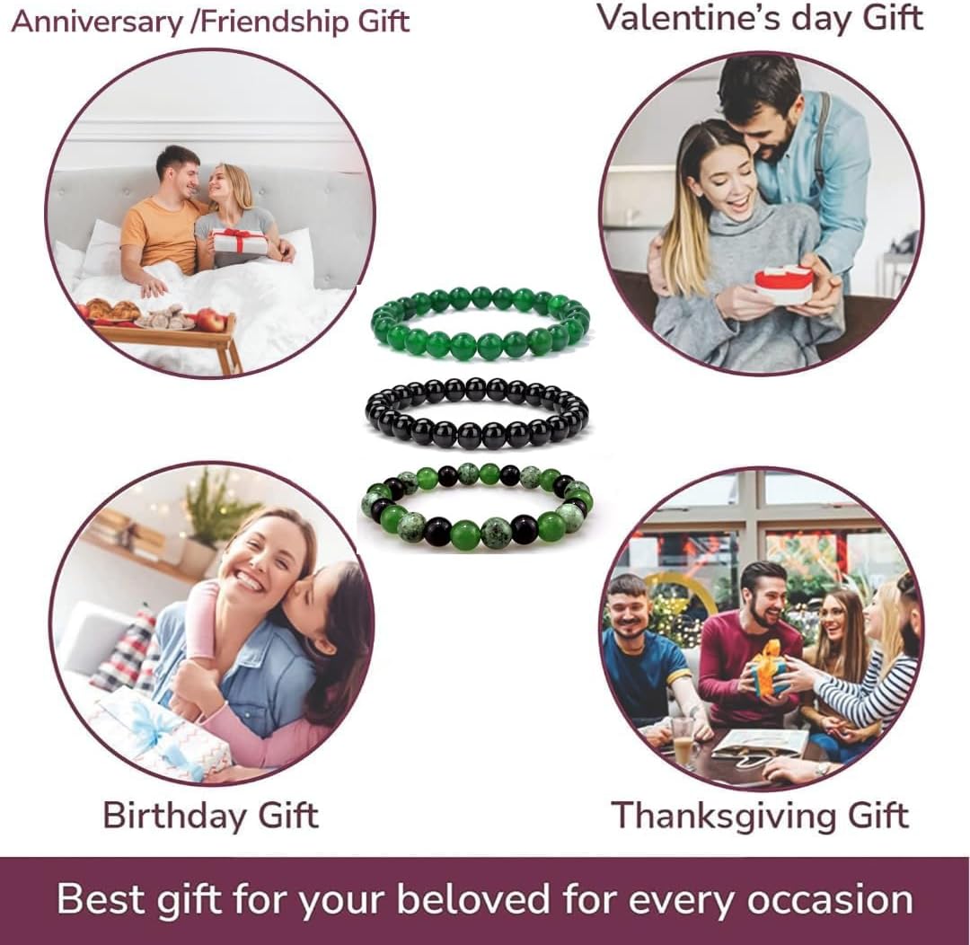 3pcs Wealth Money Bracelets,Healing Crystal Citrine African Turquoise Bracelets for Women Men,Lucky Feng Shui 8mm Natural Stone Green Aventurine Beaded Spiritual Gemstone Jewelry Gifts - Image 8