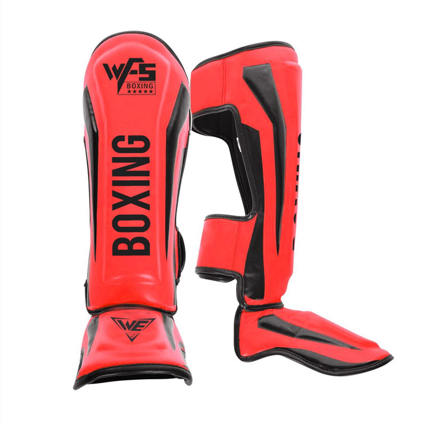 Paratibia Kick Boxing Muay Thai,Pelle,Protettivo Imbottita Paratibie,Parastinchi Piedi Protezione Shin Guard per Allenamento Sparring Arti Marziali Boxe Karatè,Unisex,Elastico