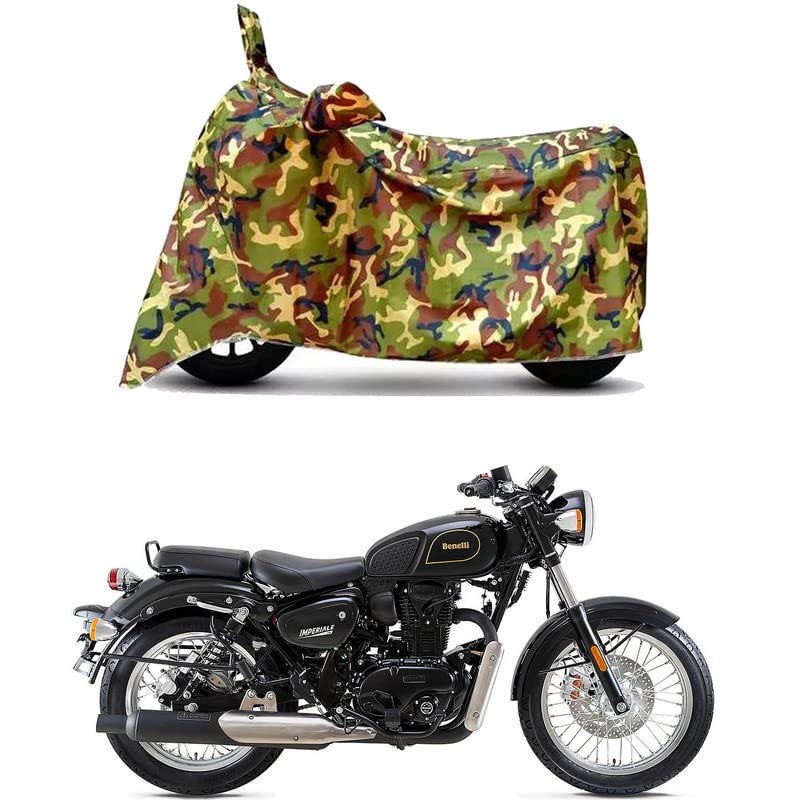 Image of Waterproof 100% PVC Coated Bike Scooty Two Wheeler Body Cover Compatible for Benelli Imperiale 400 BS6 /UV-Rays /Heat Protection /Birds Dropping /Scratchproof /Dust Proof /All [6X6 Jungle Print]