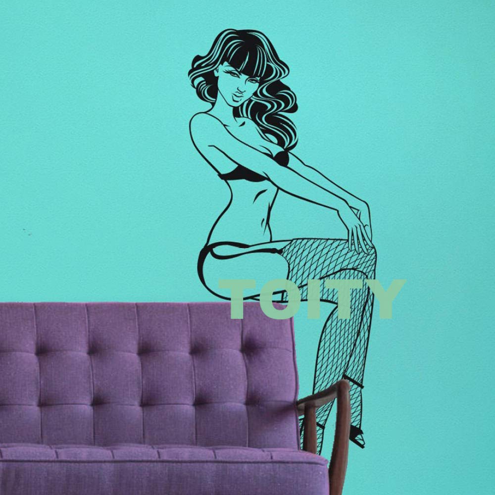 Autocollant vinyle de décoration murale chambre motif sexy fille sticker pin up silhouette