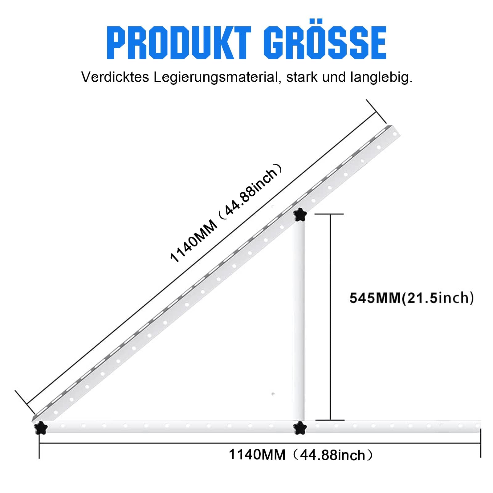 Solarpanel Halterung Flachdach, 114 cm Solarmodul Halterung, Balkonkraftwerk Halterung für Solarpanel 100W-800W Winkel Einstellbar 0-90° für Dachhalterungen, Pv Modul Solarmodule 2 Paar