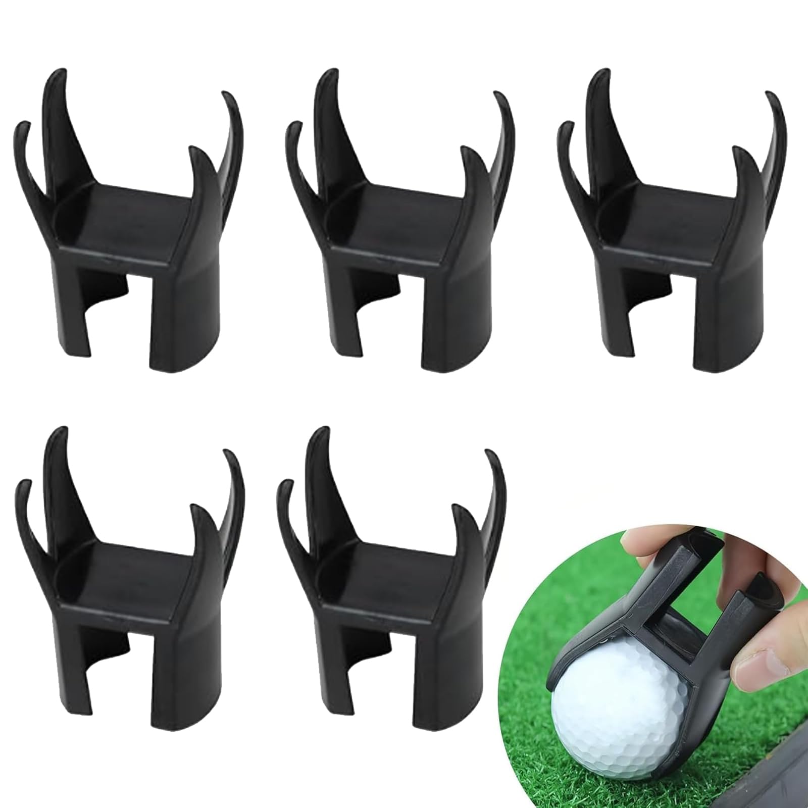 Wjelet 5 Pcs Golf Ball Retriever, 4-Claw Golf Ball Retriever for Putter, Golf Ball Picker Upper, Easy Golf Ball Retrieval