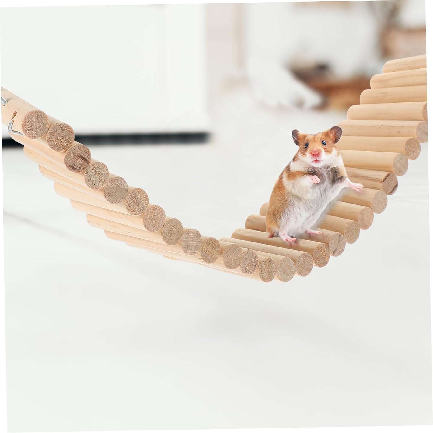 ORFOFE Wooden Ladder for Hamsters Gerbils Small Animal Toy Long Climbing Bridge Fun Exercise Stress Prevention Foldable