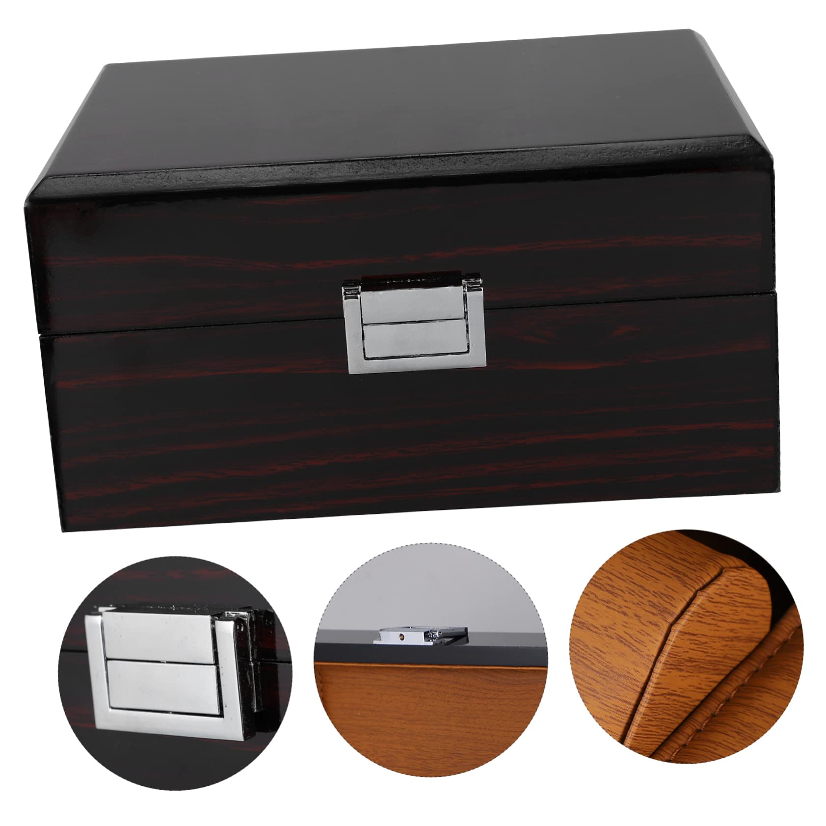 Healvian Estuche Organizador de Relojes Mini de Madera Negro