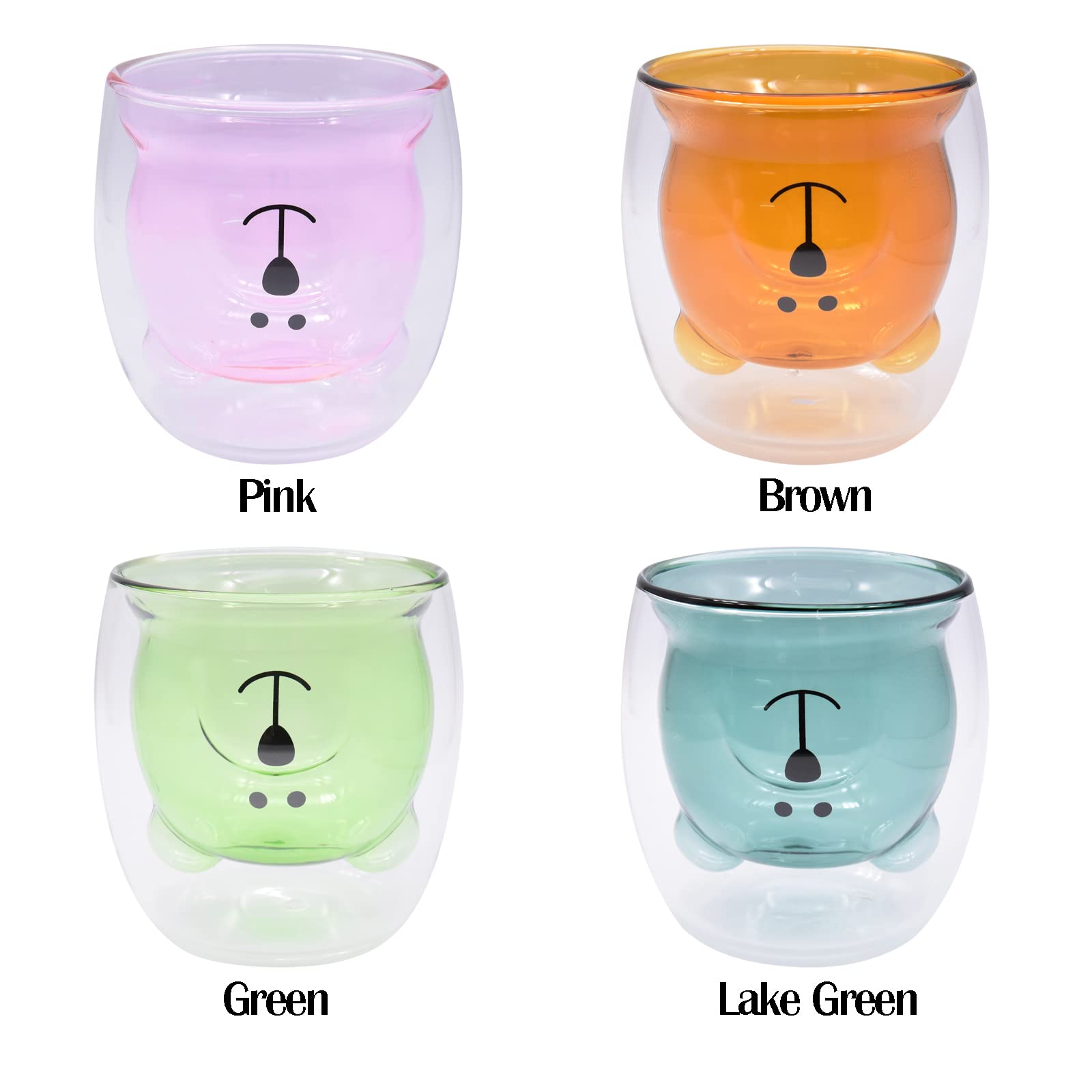 ZEACCT Tasse En Verre Double Paroi Ours Mignon - Tasse à Café Thé Isolée 261ml
