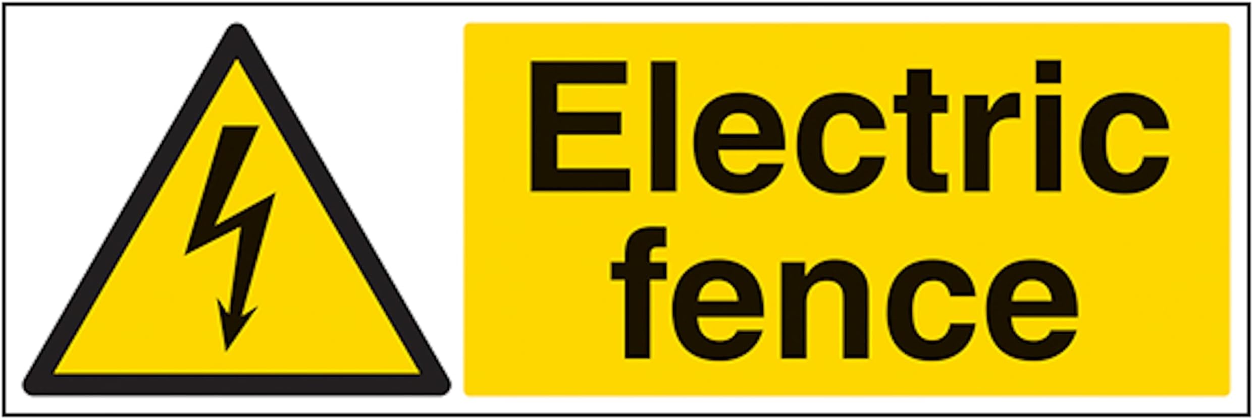 V Safety Electric Fence - Landscape 300 x 100 mm - 2mm Rigid Plastic Safety Sign