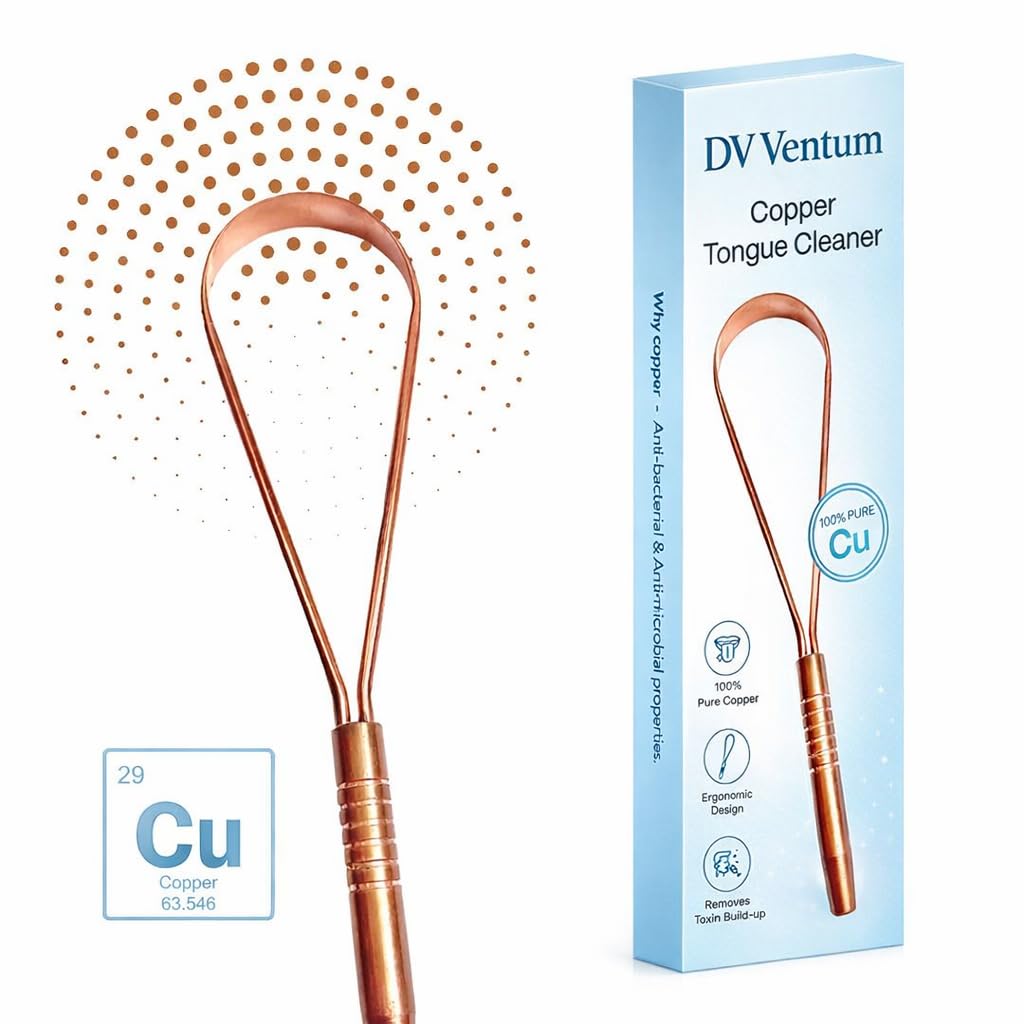 DV Ventum Copper Tongue Cleaner, 100% Pure Copper, Ergonomic Design, Removes Toxin Build-up, Improves Taste Buds-image-21