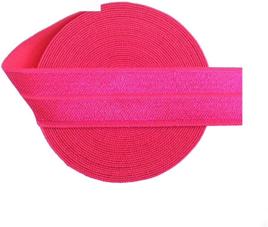 50 100Y/Roll Solid Shiny Fold Over Elastics FOE Spandex Satin Band Tape Headband Dress Sewing Trim V-Pink 100 Yards