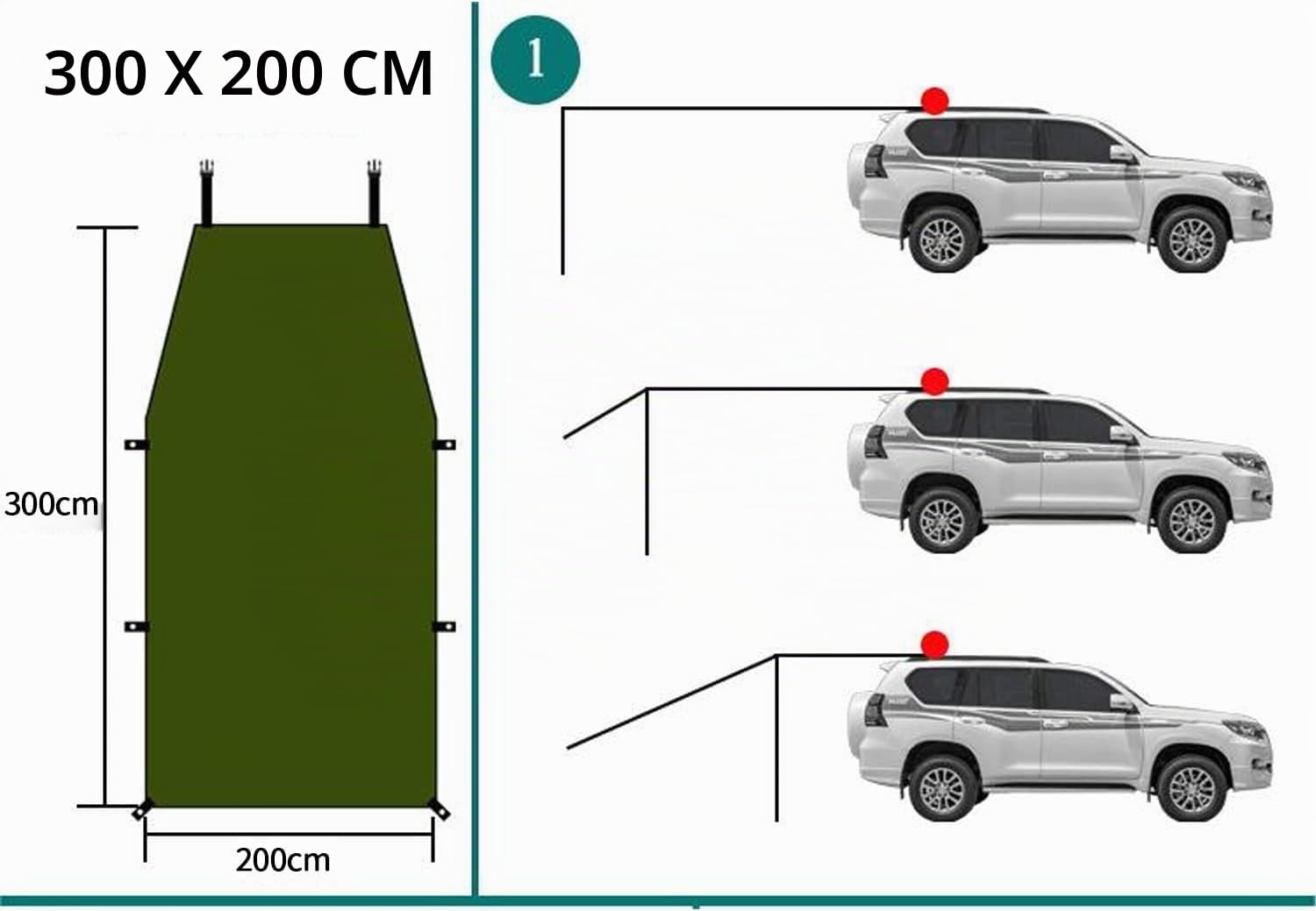 Carpa de Maletero para Coche, Toldo de Coche para Furgoneta, SUV, Autocaravana, Coche, Camión, Tienda de Campamento, Toldo Lateral Lmpermeable