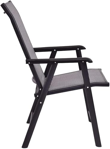 Miniatura 6 de Paquete de 4 sillas plegables de patio portátiles para campamento al aire libre, playa, silla de comedor con reposabrazos gris