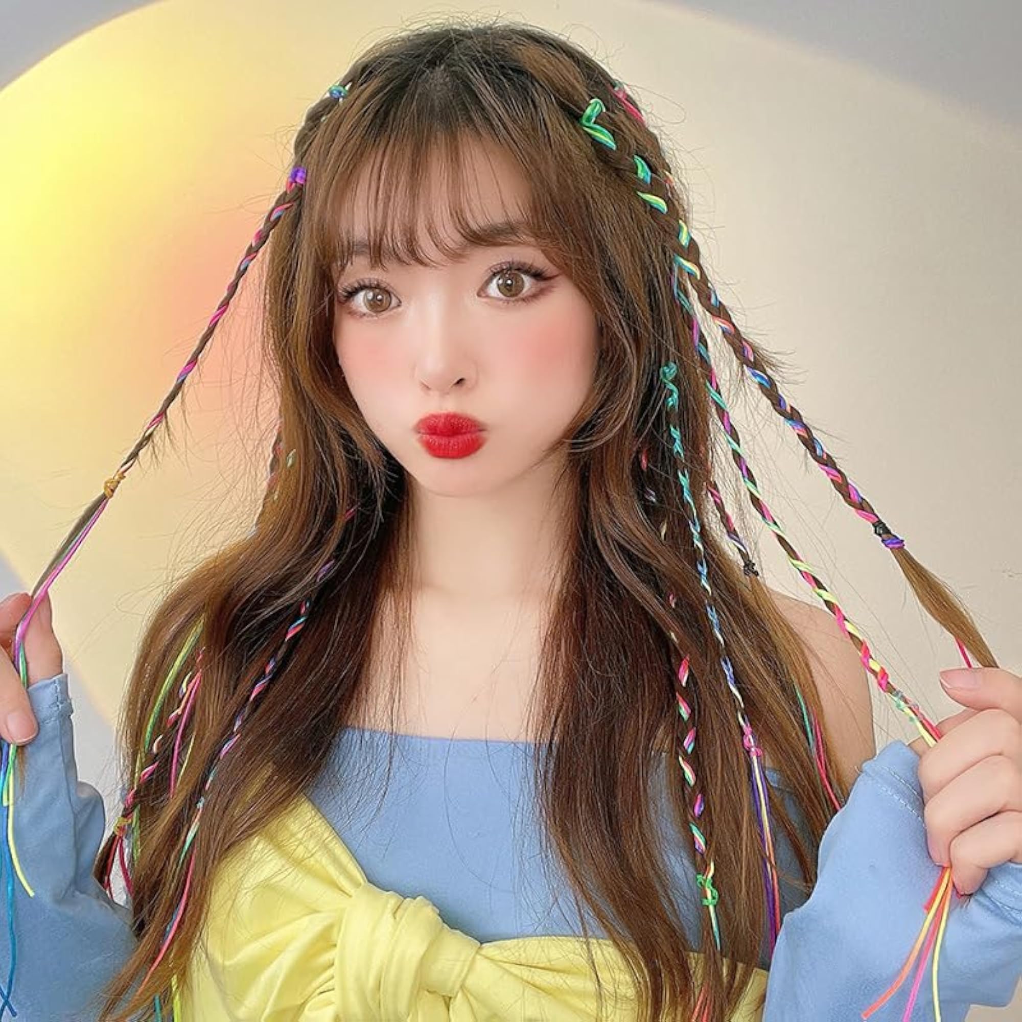 Braided Rainbow Hair Color Rope for Vibrant Styling