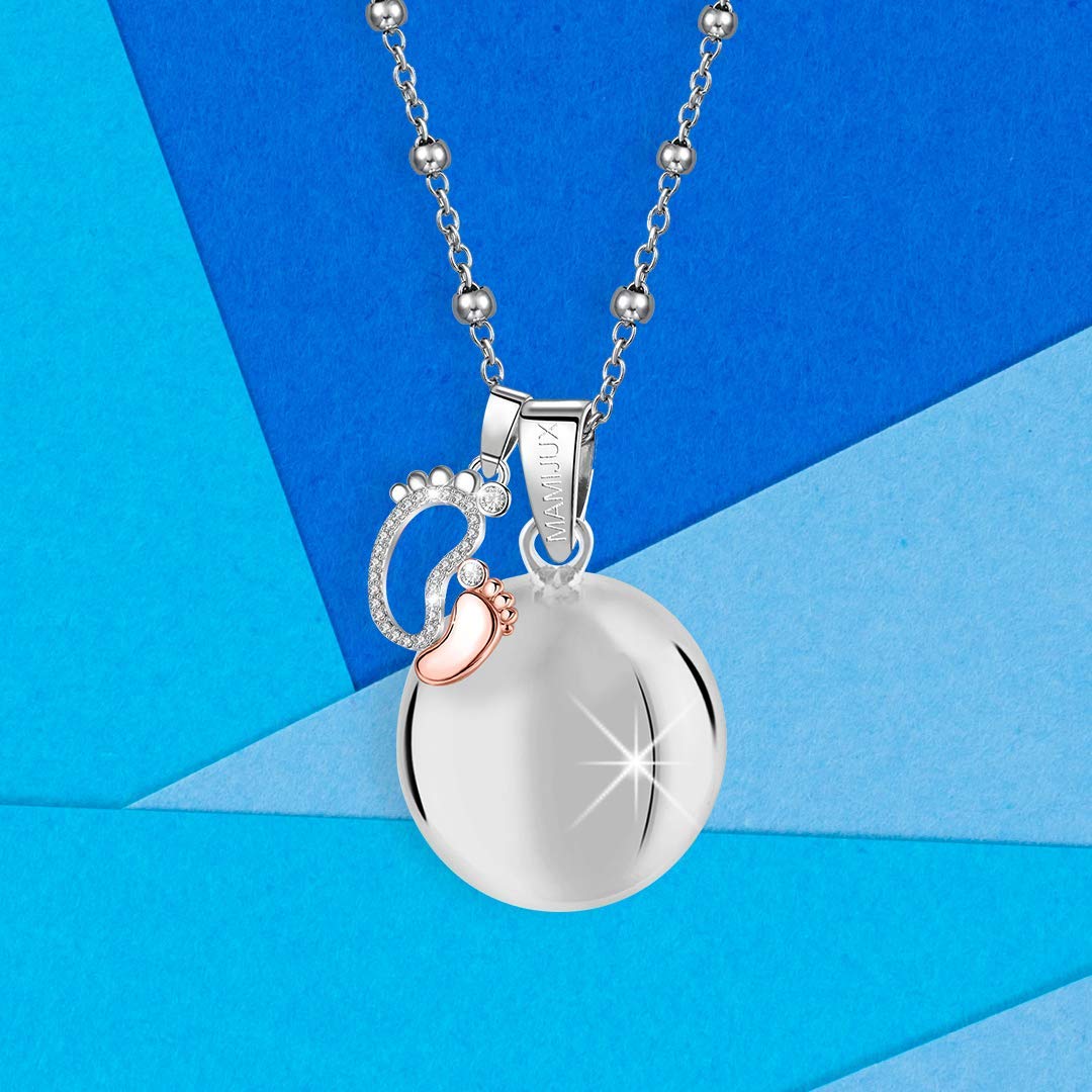 MAMIJUX Chiama Angeli Piedini Mamma Idea Regalo Gravidanza Collana Donna Richiamo degli Angeli Catenina Acciaio