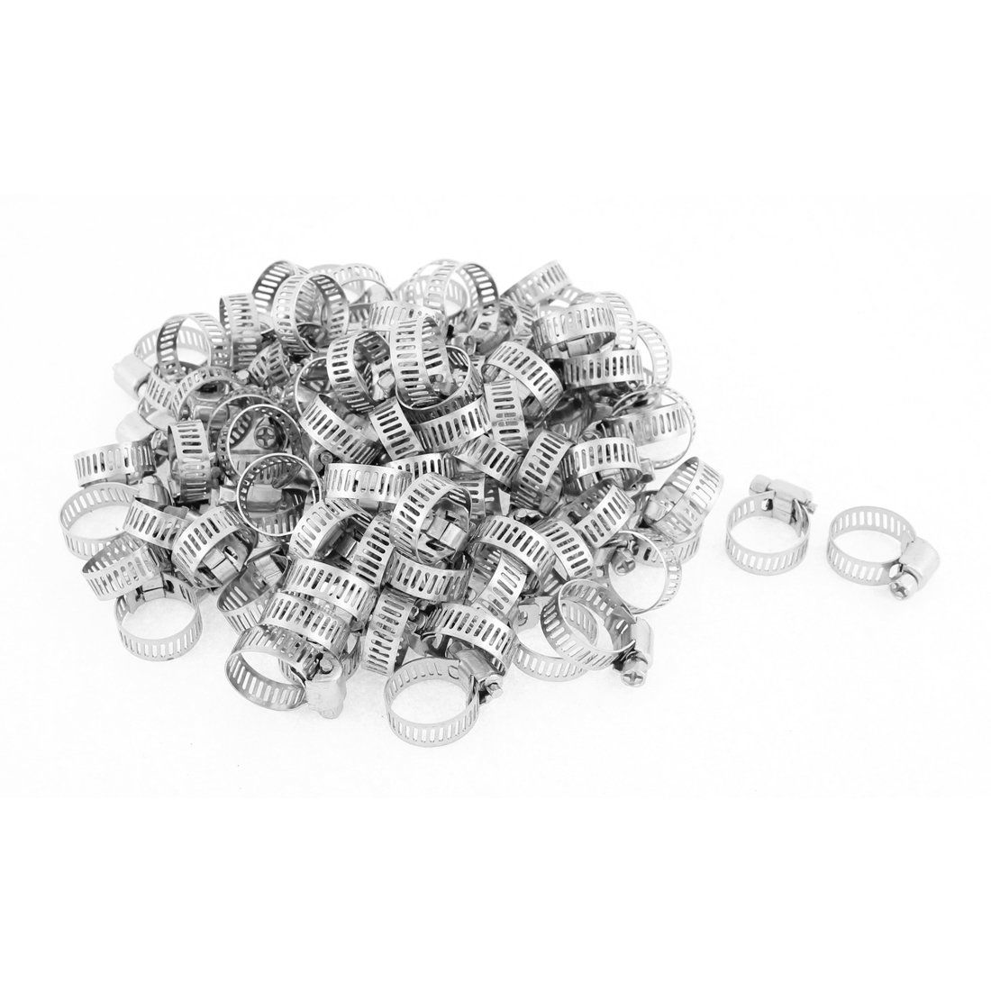 Aexit Adjustable 13-19mm Clamps Range Band Stainless Steel Worm Drive Hose Strap Clamps Clamp 100pcs