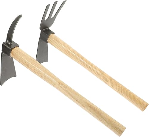 Juego de azadas de jardín robustas 2pcs azada para hortalizas al aire libre flor agricultura herramienta de jardinería