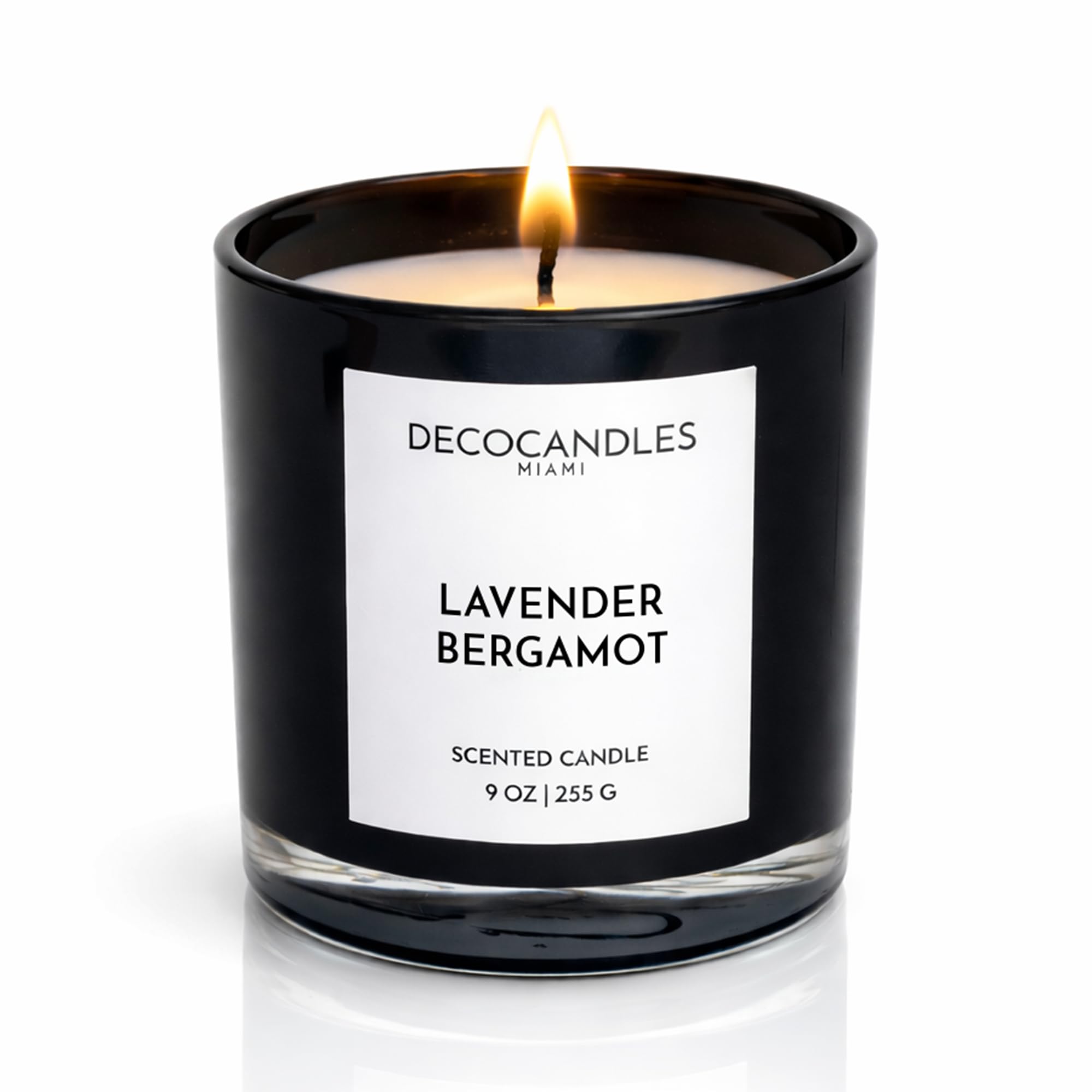 Urban Concepts by DECOCANDLES - Highly Scented Soy Candle - Long Lasting - Hand Poured in USA (9 Oz. Black Jar, Lavender Bergamot)