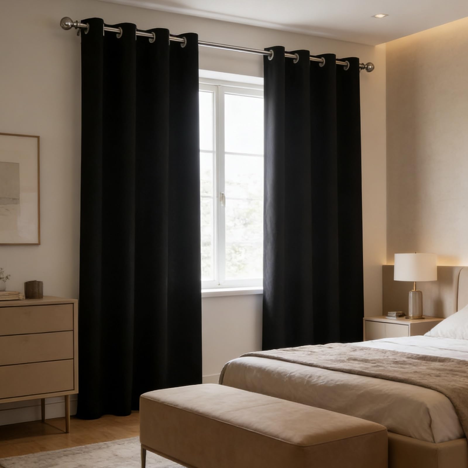 Rideaux pour coucher et vitrage des balcons opaque noir 40x110