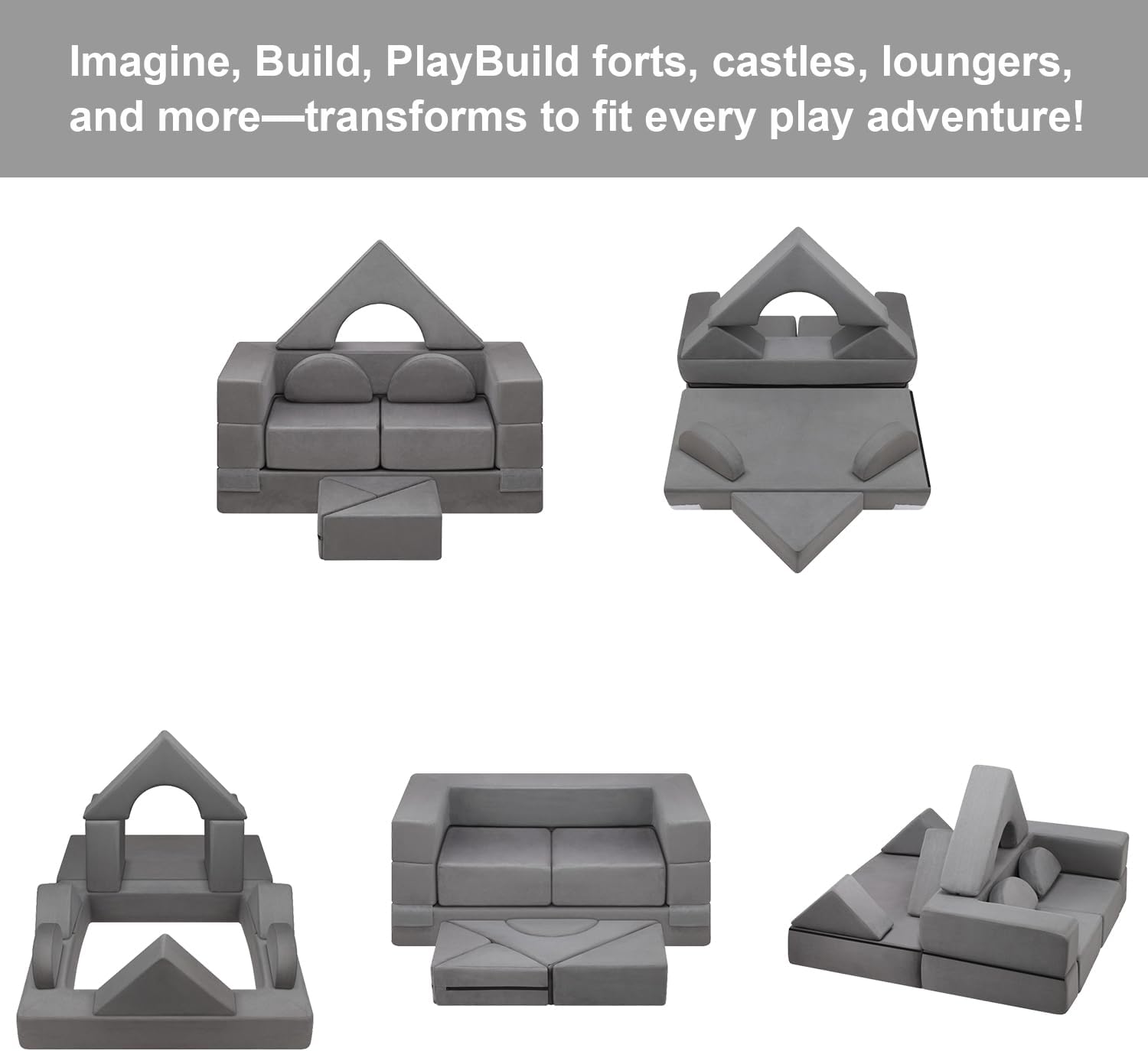 9-Piece Modular Play Couch for Kids & Toddlers, Convertible Sectional Sofa Set, Foldable Foam Floor Cushion, Ideal Playroom and Bedroom Baby Furniture for Building Fort, Children's Favorite