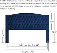 Vista 10 de 24KF Cabecera tapizada con terciopelo con diseño de botones capitoné, tamaño King/California King, cómoda, a la moda, acolchada, color gris