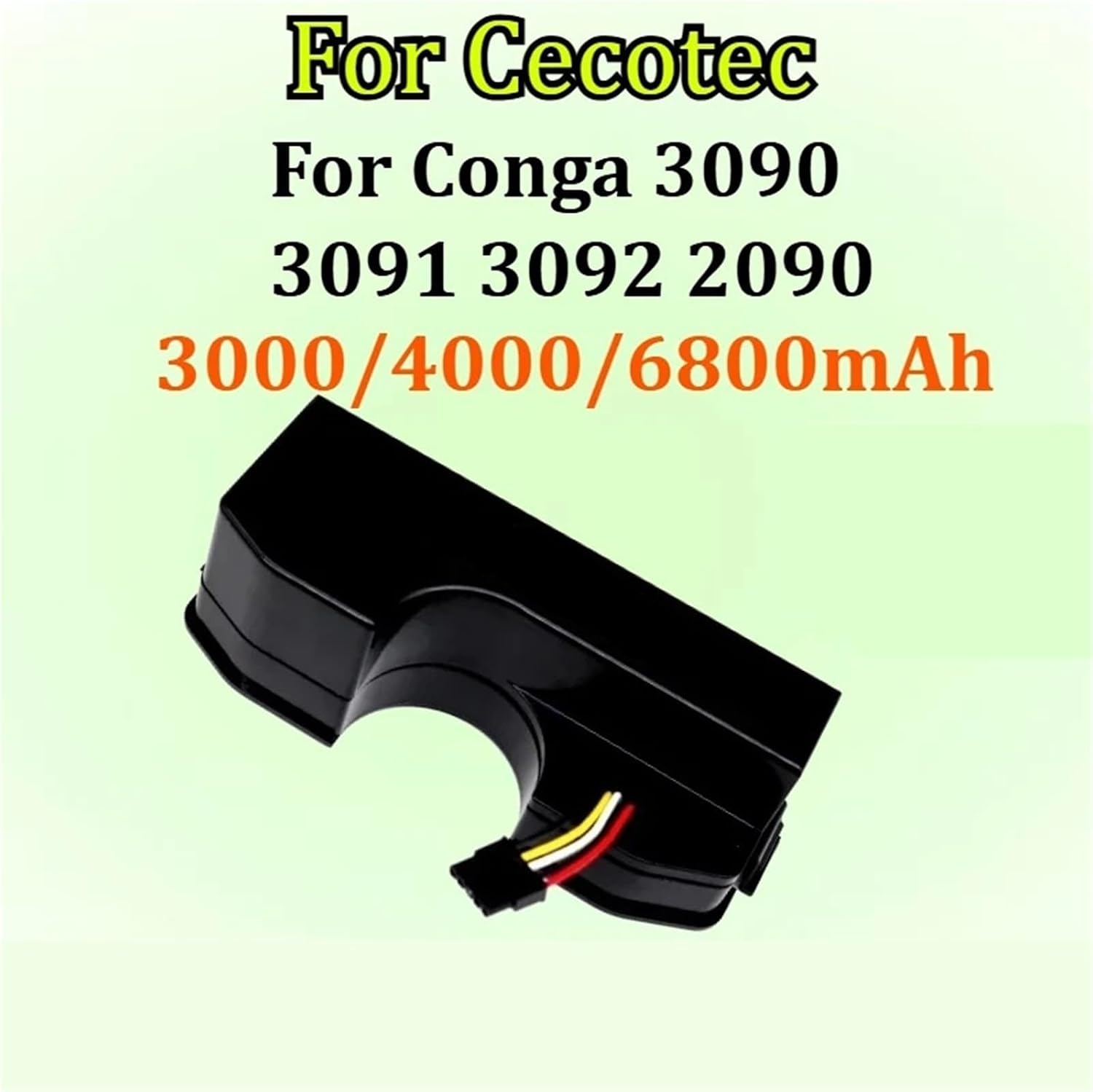 Vacuum Cleaner Accessories Replacement 14.4V 3000/4000/6800mAh,Compatible for Cecotec Conga 3090 3091 3092 2090(4000mAh)