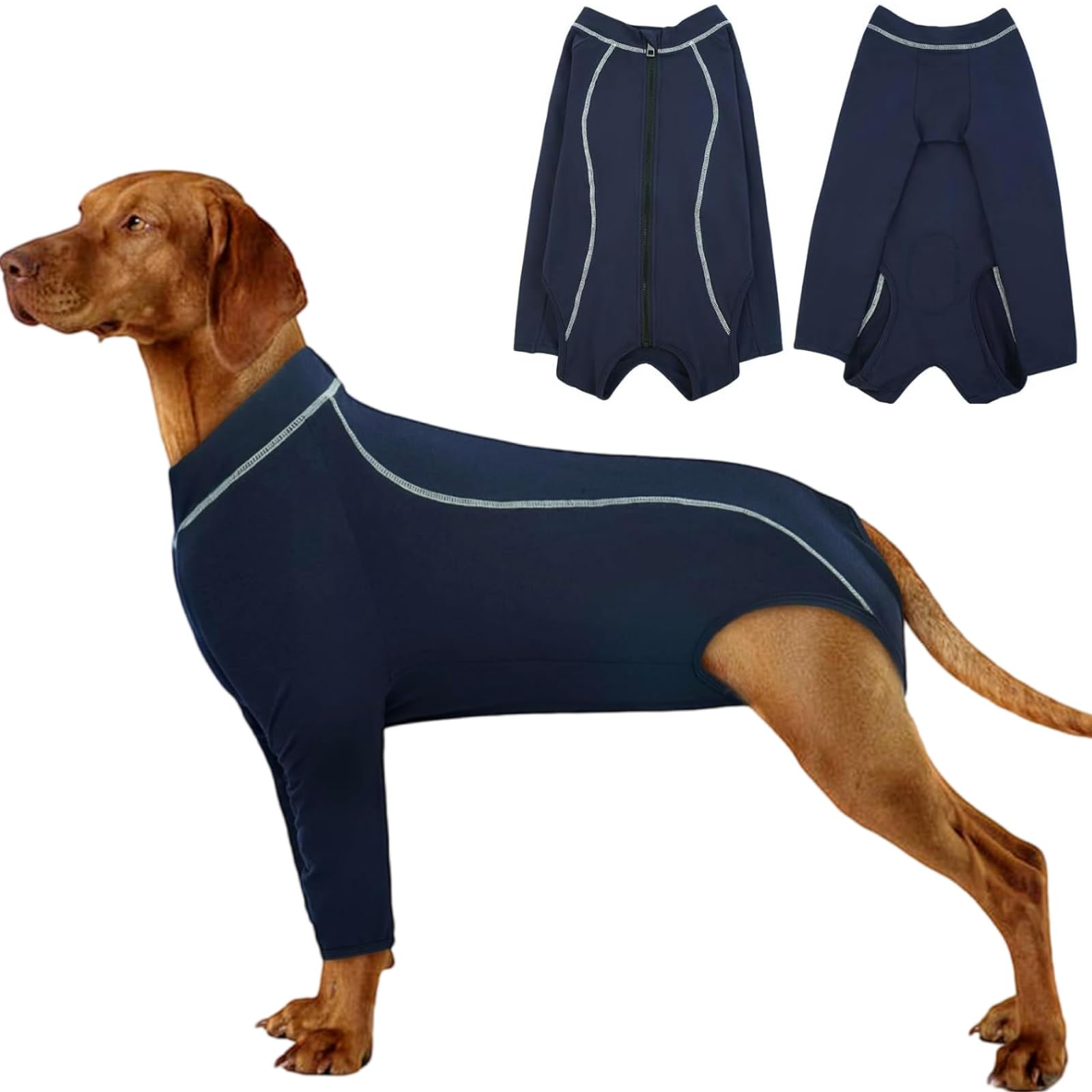 IDOMIK Dog Recovery Suit - Comfy Surgical Onesie With Zipper for Female and Male Dogs, Surgery Sleeve for Front Legs, L