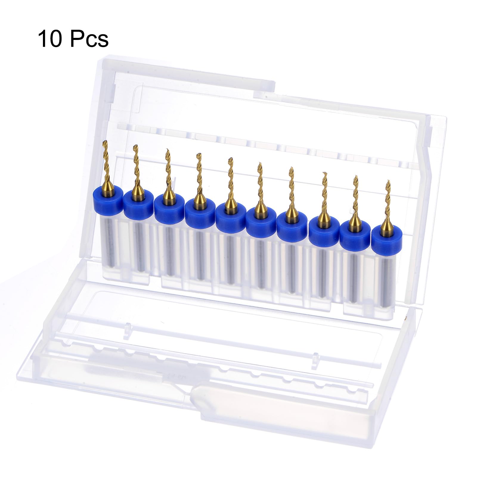 QUARKZMAN 10 Stück PCB-Bohrer 1/8" Schaft ⌀ 1,35 mm Titanbeschichtete Karbid-Mikro-Twist-Mini-Bohrer-Set Rotierendes Bohrwerkzeug für Leiterplatten-Schmuck CNC-Gravur