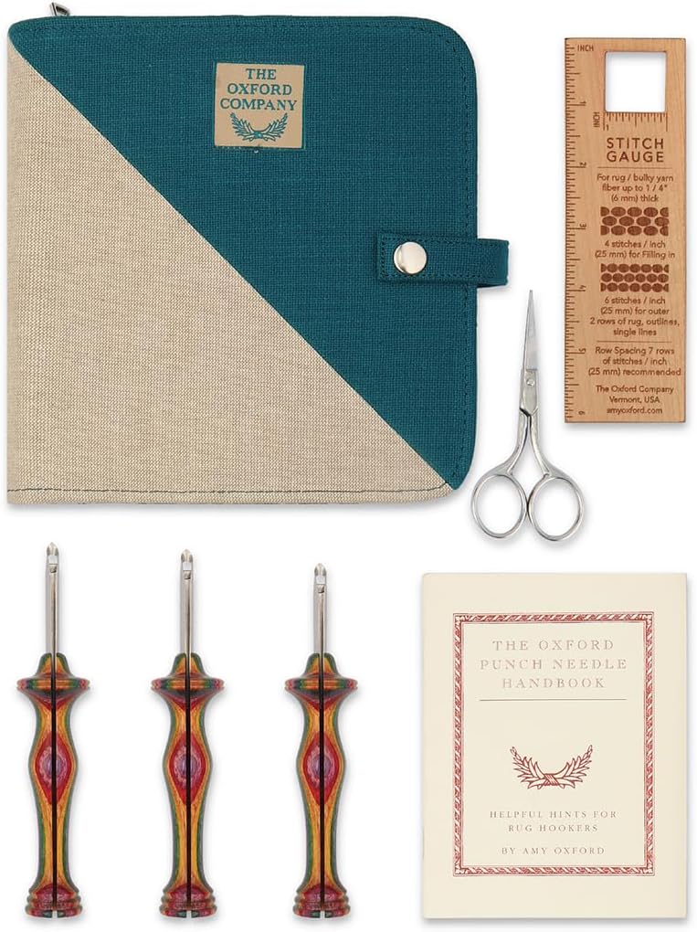 The Oxford Punch Needle Regular Point Set - 3 Sizes | Ergonomically Designed Colorful Symfonie Wood Handle | Electropolished Steel Tip | Ideal for Punch Needle Rug Hooking