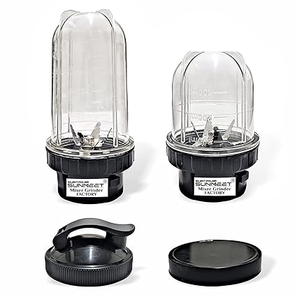 SilentPowerSunmeet Bullet Juicer Jars - Compatible with Any Mixer (Free Sipper and Cover Caps), 350ml & 530ml, Black