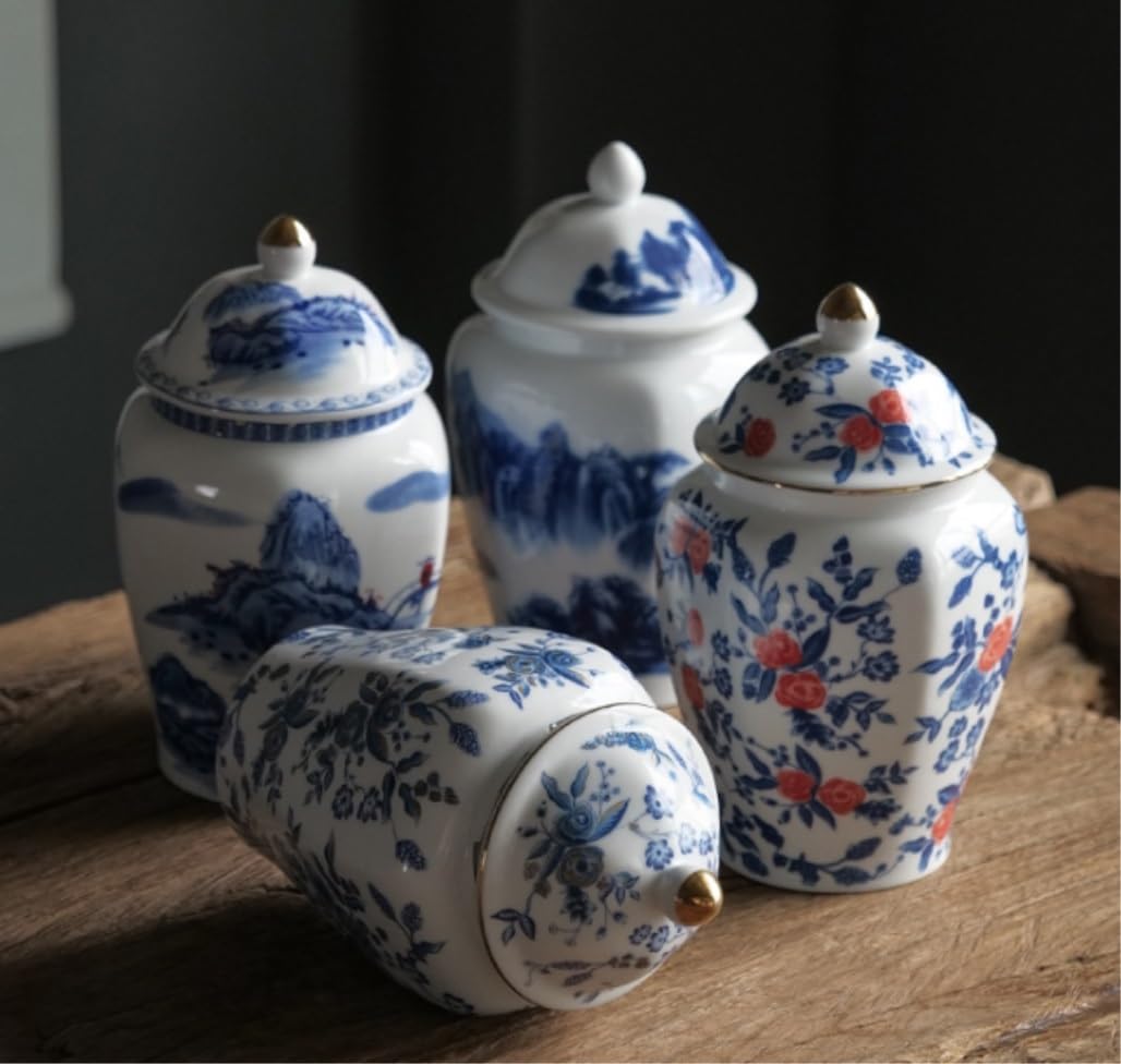 Wazon na imbir, nowoczesny ceramiczny dekoracyjny wazon na kwiaty z pokrywką, porcelanowy słoik na zauszniki do dekoracji stołu