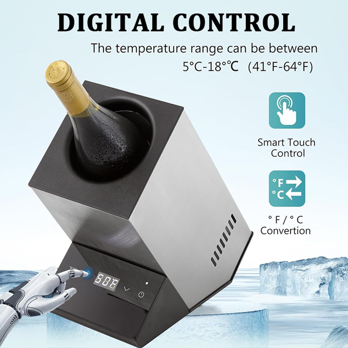 Elektrischer Weinkühler – wiederverwendbarer Weinflaschenkühler – eisfreier Weinkühler für Flaschen in Standardgröße – isolierter Weinflaschenkühler, um Wein kalt zu halten,Black