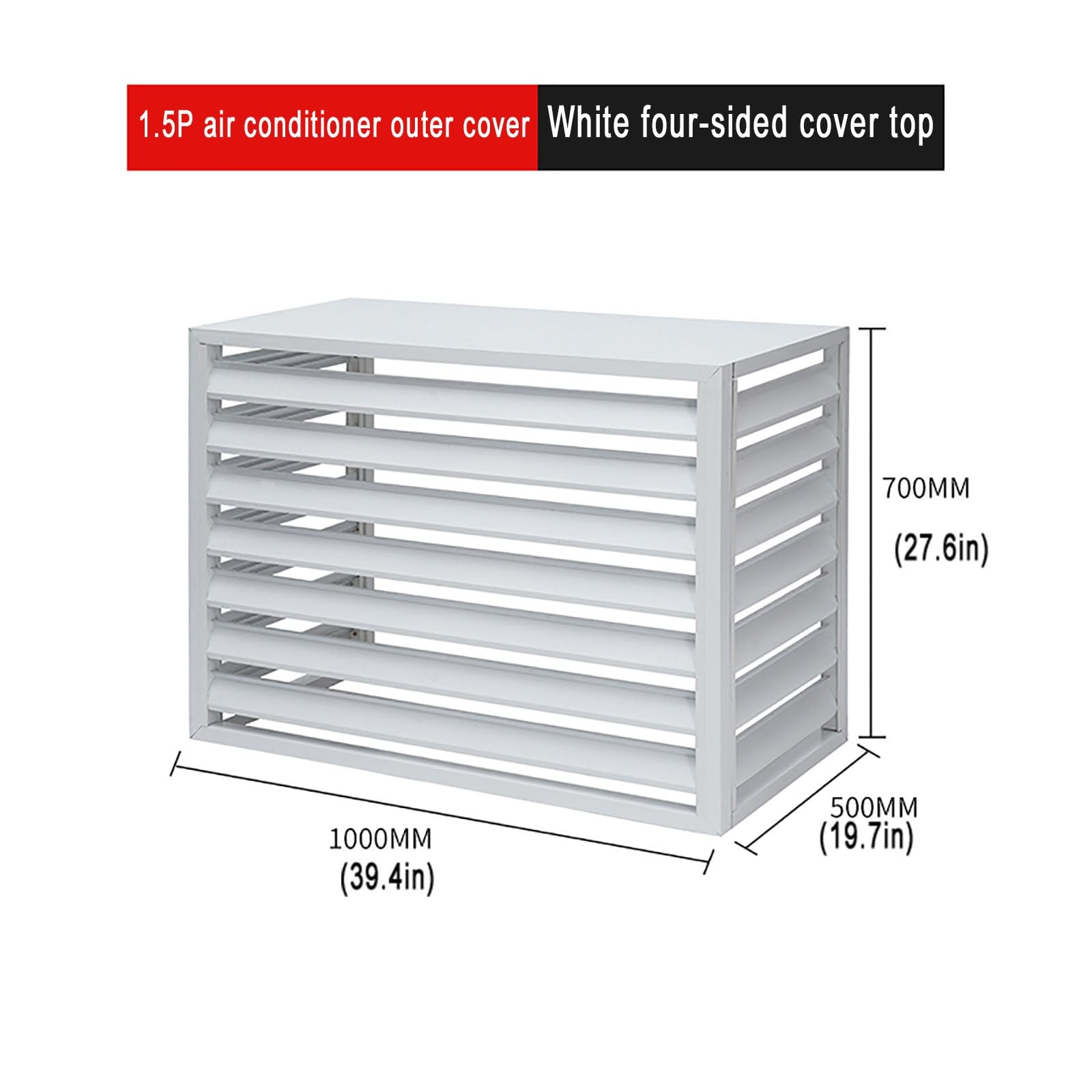 Klimatyzator ze stopu aluminium, osłona obudowy zewnętrznej z górną osłoną, ukryty ochraniacz klimatyzatora do ogrodu, odporny na warunki atmosferyczne, biały ekran zewnętrzny