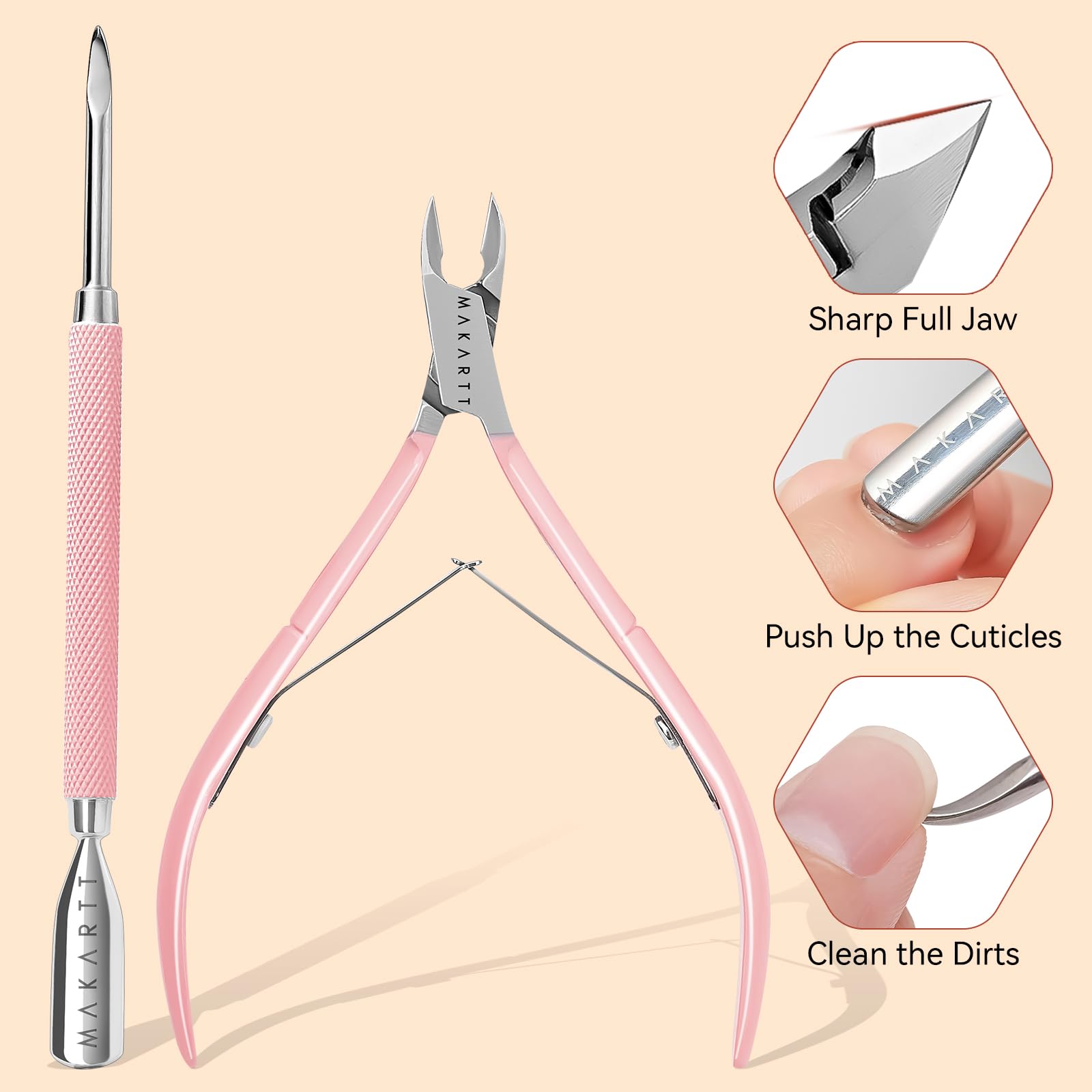 Makartt Kit de Remover de Cuticules avec coupe cuticules, lime à ongles pour stylo à huile de cuticules et liquide dissolvant de cuticules de 120 ML,Set de manucure pour adoucir et hydrater