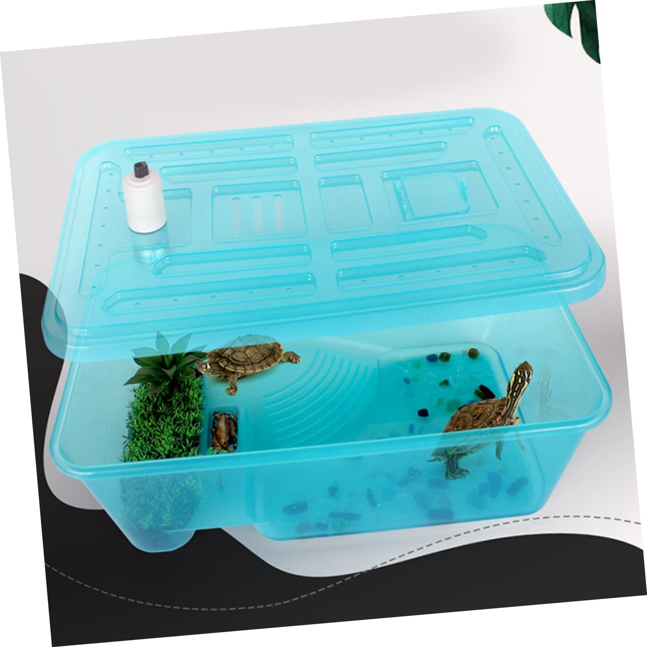 Turtle Tank Lid Plastic Reptile Habitat for Turtles and Tortoises Climbing Ramp Easy Clean and Maintenance