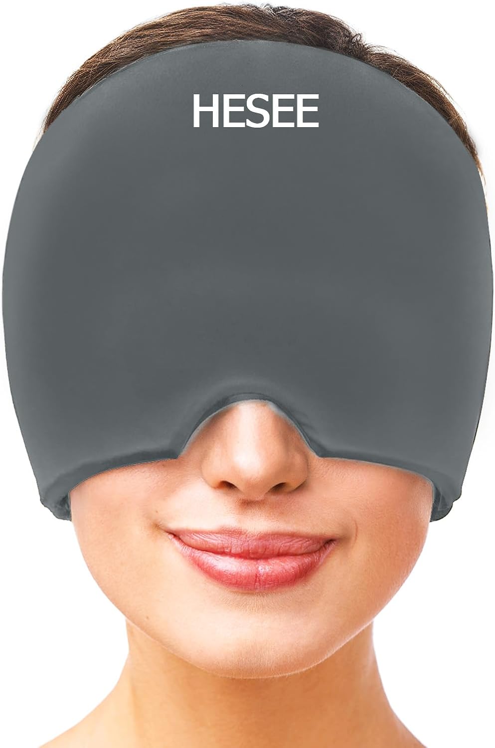 Migraine Relief Cap, Headache Relief Hat for Migraine Cap, Hot and Cold Therapy, Headache Eyes Mask for Stress Relief, Ice Pack Head Wrap for Sinus, Puffy Eyes, Tension, Grey