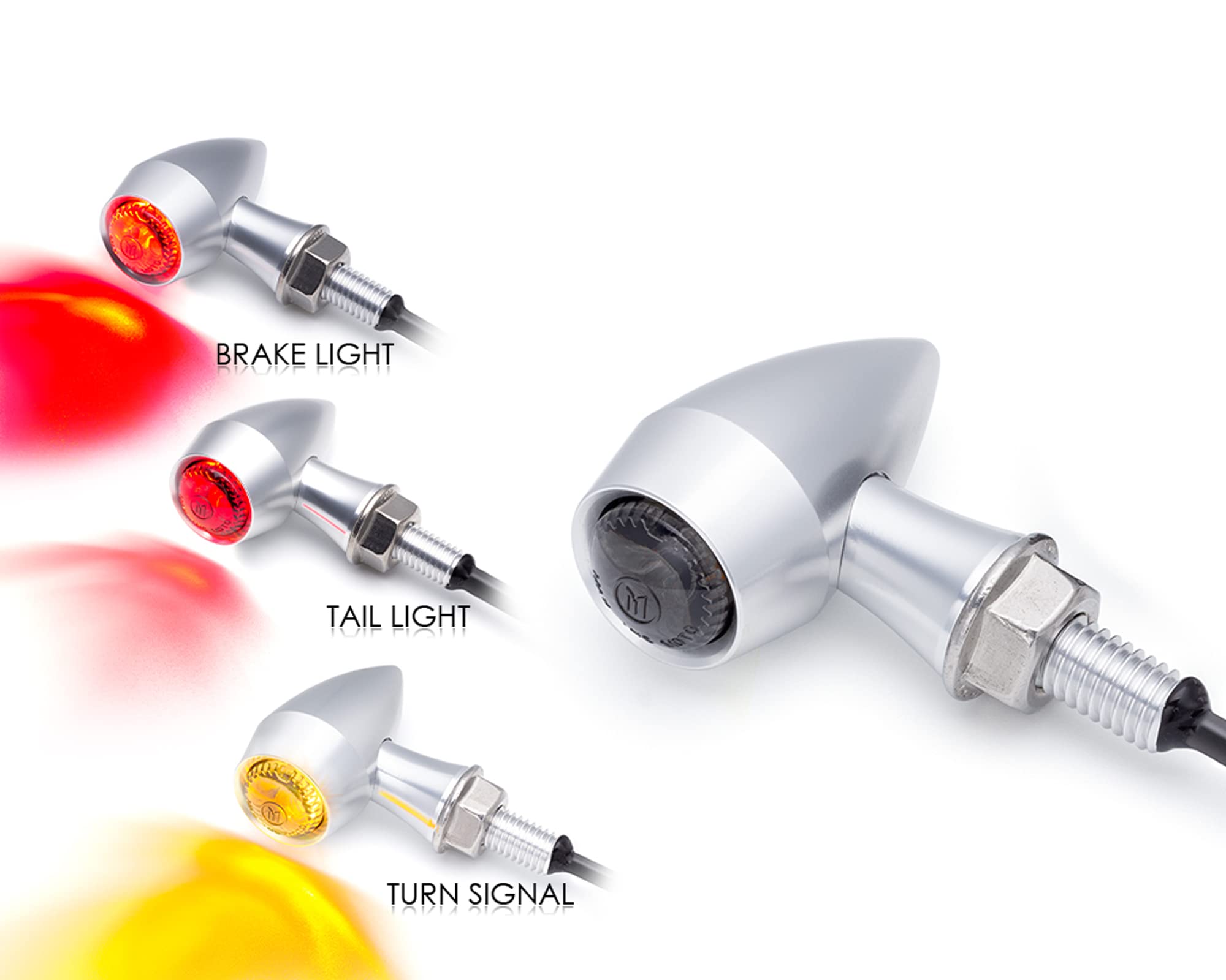 Alchemy Parts Mini clignotants courts arrière de moto avec paire de feux de freinage arrière intégrés intégrés en aluminium poli